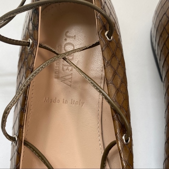 Jcrew snake skin emboss point toe brown flats NEW - Picture 4 of 7